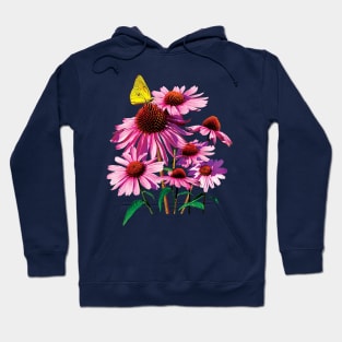 Coneflowers - Yellow Sulphur Butterfly on Coneflower Hoodie